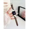 Correa de Reloj de Cuero Genuino Morandi de Bloques de Color Inclinados Compatible con Apple 11 S12 Huawei GT7 Fit5 Xiaomi Pulsera