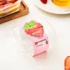 Caixa para Bolo de Morango com Creme Tiramisu de Leite de Soja Mille-Feuille Mousse Quadrado Transparente Descartável Caixa para Sobremesa