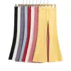 Calça Yoga Flare Casual de Lã Tendência para Mulheres, Calça de Inverno Outono de Cintura Baixa Emagrecedora de Comprimento Total