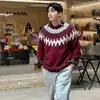 Suéter Jacquard Retro Americano de Bloques de Color para Hombres y Mujeres, Nuevo Estilo Otoño e Invierno, Diseño Holgazán, Punto Suave Holgado Casual