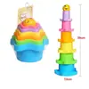 Vasos Apilables de Colores Transfronterizos para Niños, Reconocimiento de Colores, Barco Apilable, Juguete Educativo Acuático para Bebés, para Usar Manos y Mente