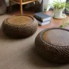 Cojín Futón de Ratán Grueso para el Hogar Redondo Tatami de Piso Esterilla de Meditación Adoración Esterilla de Meditación Esterilla de Yoga Taburete