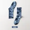 Meias Tie-Dye Femininas para Primavera e Verão, Meias de Algodão de Cano Médio, Meias Esportivas de Cano Alto Moda Streetwear Casual, Meias Multicores Combinadas, Meias Masculinas Respiráveis