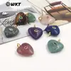 Wt-P2042 Joyería de Piedras Preciosas con Forma de Corazón Tridimensional, Obsidiana, Lapislázuli y Circonita Incrustada - Pendientes, Collar, Colgante