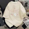 Camiseta de Manga Corta de Algodón Puro Talla Grande Europea y Americana 100 kg Nuevo Estilo 2026 Diseño de Nicho Top Holgado Oversize para Mujer