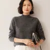 Suéter base liso de cashmere, gola alta, soltinho e afina a silhueta, espessado para outono e inverno, tricô feminino de manga longa com ombro normal