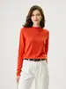 Suéter de punto fino de cachemira pura para mujer, color liso, cuello alto medio, de canalé, básico, ajustado, adelgazante, para commuting