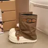 Botas de suela gruesa, que aumentan la altura, con hebilla y cinturón para mujer, nueva colección otoño 2026, botas plisadas de media pantorrilla, súper modernas, botines ajustados