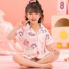 Pijamas para niñas, Trajes de cárdigan de manga corta de algodón nube de verano para niños, Ropa casual para el hogar de dibujos animados para niños grandes y niñas pequeñas