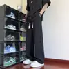 Pantalones largos de pierna recta con cierre de botón, seda de hielo, corte medio holgado, pantalones retro estilo chino para hombre, estilo fino de verano, fluidos, nuevo traje Tang estilo chino