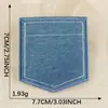 Patch de Tecido Jeans Azul Claro com Bolso Falso para Costurar ou Colar com Ferro Decoração Bordada Acessórios para Sapatos e Chapéus