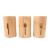 Caja para Cuchillo, Tenedor, Cuchara y Palillos Madera Procesada a Medida Barril de Palillos de Bambú Almacenamiento Creativo de Vajilla Barril Dividido Barril de Almacenamiento Redondo