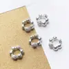 6 Espaciadores de Aleación con Forma de Flor con Circonita en Ambos Lados, Pulsera de Cristal de Ágata para Joyería DIY, Accesorios de Flor, Venta al por Mayor