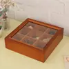 Caja de Almacenamiento Cuadrada de Nueve Compartimentos para Escritorio, Organizador de Joyería de Rejilla Pequeña, Pantalla Transparente de Acrílico