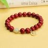 Aiyu Jade Hetian Natural Pulseira de Cinábrio Pulseira com Pingente de Fortuna de Areia Dourada Roxa Fábrica Atacado e Entrega S2102606