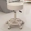 Taburete de Belleza Giratorio Ajustable con Ruedas Taburete Redondo Manicura Maquillaje Silla con Respaldo Taburete de Trabajo para Barbería Salón de Belleza Especial