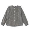 Camisa Xadrez Preto e Branco com Gola de Boneca Bordada em Renda de Tecido, Estilo Japonês, Estilo Menina Antiga, Estilo Pastoral, para Homens Pequenos
