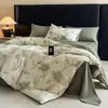 Set de regalo de cuatro piezas de ropa de cama jacquard tipo lino de alto gramaje, set de tres piezas de gasa arrugada lavada vintage, funda de edredón engrosada