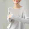 Tienda Insignia Shanghai Dan Nong / Suéter Delgado de Hilo de Papel Japonés Sin Costuras Cuello Redondo para Mujer, Suéter de Manga Larga de Verano Protector Solar