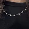 Pulseira de aço titânio com cruz de estrela de cinco pontas pulseira feminina colar moda coreana moda joias pequenas e frescas