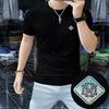 Camiseta de manga corta de verano para hombre, moderna, con múltiples diseños, tridimensional, de algodón y seda con perforación en caliente, elegante camiseta de cuello redondo, corte entallado y media sección.