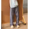 Novas Calças de Moletom Cinza Rasgadas para Homens e Mulheres, Estilo Americano de Outono, Calças Casuais Retas Color-Blocking Pesadas, Calças Relaxadas e Confortáveis