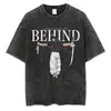 Transfronteriza Aliexpress Camiseta de Algodón Estampada de Anime Japonés para Hombre Vintage Streetwear Harajuku Verano Negra