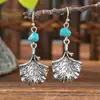 Aretes Largos Vintage Populares Bohemios en Forma de Gota Moda Creativa Campanas Aretes Acrílicos Turquesa para Mujer