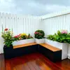 Caixa de Flores de Aço Inoxidável para Exterior Caixa de Plantio para Varanda Quadrada Canteiro Retangular para Rua Comercial Calha de Flores com Acabamento em Ferro