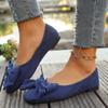 2025 primavera nuevo boca baja plano zapatos casuales europeos y americanos para mujer talla grande comercio exterior lazo punta redonda mocasines