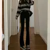 Pantalones de Jean Micro-La para Mujer 2024 Nuevo Otoño e Invierno Cintura Alta Ajustados de Pierna Ancha Azul Retro Ajustados Pantalones de Herradura Altos