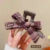 Pinza de garra con lazo de estampado de leopardo marrón para mujer, pinza de tiburón estilo Maillard para recogidos, accesorio para el cabello de otoño e invierno