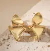 Pendientes de Personalidad de Venta Caliente Transfronterizos Aogu con Chapado en Oro de 18 Quilates, Diseño Geométrico Irregular, Pendientes de Acero Inoxidable a la Moda para Mujer