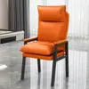 Banqueta Especial de Couro com Encosto para Gatos para Uso Doméstico, Cadeira para Salas de Jogos, Cadeira de Mahjong, Cadeira de Escritório, Confortável para Sentar por Longos Períodos, Adequada para Salões de Mahjong e Casas de Chá
