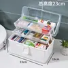 Caja de medicamentos para el hogar de gran capacidad, caja de medicamentos multicapa con asa, almacenamiento de medicamentos portátil, caja de medicamentos de plástico