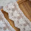Borda de Renda Bordada com Fio de Algodão Macio Branco/Alperce de 8cm de Largura para Decoração de Roupas DIY Feitas à Mão e Acessórios de Sofá