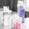 Tanque de Almacenamiento a Prueba de Humedad para Polvo de Lavar Transparente Desmontable Tanque de Almacenamiento para Detergente de Lavar Tanque Sellado para Reenvasar Artículos de Tocador con Taza Medidora