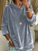 2026 Nuevo Sudadera con Capucha Casual de Moda Transfronteriza Europea y Americana de Terciopelo Holgada con Bolsillo de Color Sólido de Manga Larga para Mujer