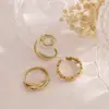 Conjunto multicomponente estilo francés de anillos tachonados con diamantes, con círculo en forma de corazón y diseño trenzado, chapado en oro, ajustable, adecuado para el uso diario de mujeres