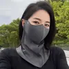 Máscara femenina de verano de seda de hielo con visera sombrero de sol transpirable protección UV cubierta Cara completa Kini verano