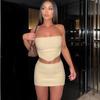 Conjunto de Duas Peças Sexy Quente para Mulheres, Top Cropped de Malha com Fenda Lateral e Saia Bodycon, Comércio Exterior Europeu e Americano de Verão 2026