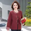 Abrigo de Lana Otoñal para Madre para Mujer 2026 Primavera y Otoño Estilo Nuevo 50+ Años Cuello Redondo Bordado Superior Ropa de Alta Gama para Mujeres de Mediana Edad