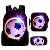 Mochila de fútbol de tres piezas venta al por mayor directa de fábrica comercio exterior caliente estudiantes de primaria y secundaria mochila para computadora al por mayor