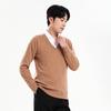 Suéter de lana pura con cuello en V para hombre, jersey holgado de talla grande, camisa interior de punto de manga larga, novedad de otoño e invierno