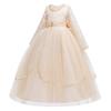 Vestido infantil europeo y americano de AliExpress Vestido de princesa para niñas Vestido de malla de manga larga para bodas Vestido de cumpleaños para niños medianos y grandes