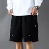 Shorts Cargo Casuales de Verano Estilo Americano Frescos de Alta Resistencia con Bolsillos Grandes para Hombre, Pantalones de Cinco Puntos Holgados con Cordón, Pantalones de Longitud Media Modernos