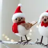 Decoración Navideña de Producto Nuevo Transfronteriza Colgante para Árbol de Navidad Pájaro de Espuma Simulada Bufanda Roja Gorro Pájaro