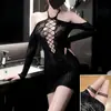 Lingerie Sexy com Renda de Rosa, Design Vazado, Justa ao Corpo, Conjunto de Renda Transparente, Tentação Uniforme, Lingerie Provocante e Sedutora