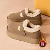 Botas de neve femininas com sola grossa 2026 novos sapatos femininos de inverno, felpudas e espessadas, quentes, sapatos de algodão estilo Birkenstock, à prova d'água