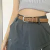 Cinto de Couro PU Feminino Novo Decorativo para Jeans Estudante Casual Sensação de Alto Padrão Preto Coreano Ins Cinto para Jeans
